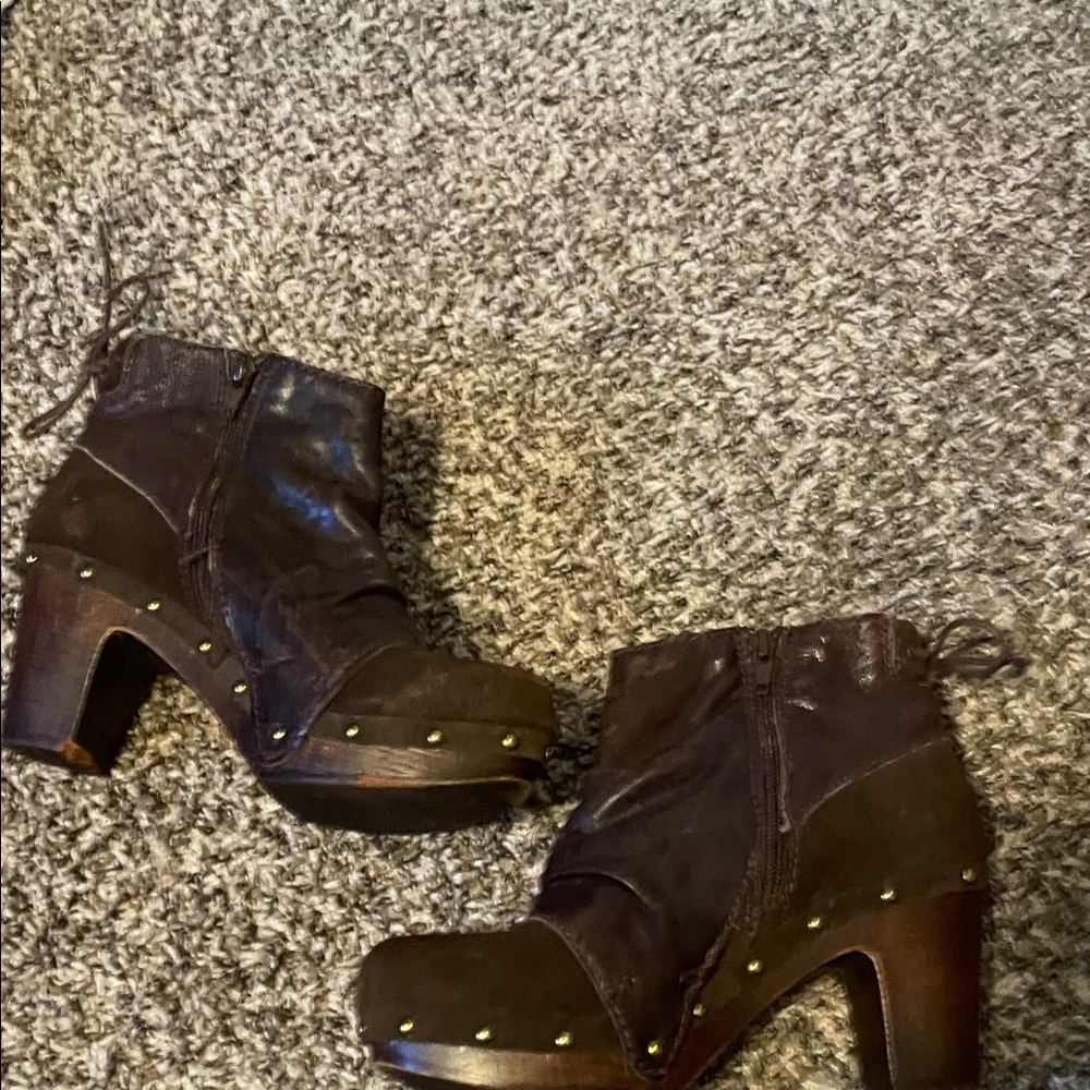 Cordani Dark Brown Heeled Boots with Gold Studs